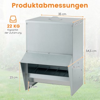 Costway  Αυτόματη ταΐστρα πουλερικών τοίχου με καπάκι, γαλβανισμένη...