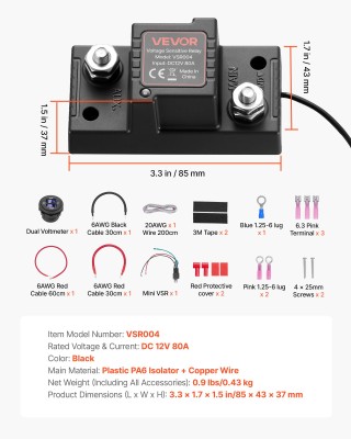 VEVOR Κιτ Απομόνωσης Διπλής Μπαταρίας, 12V 80A, Αυτόματος/Χειροκίνη... VEVOR Κιτ Απομόνωσης Διπλής Μπαταρίας, 12V 80A, Αυτόματος/Χειροκίνη...
