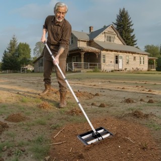 VEVOR Ράβδος Εξομάλυνσης Γκαζόν 17x10in με Ρυθμιζόμενη Λαβή 63.4in ...