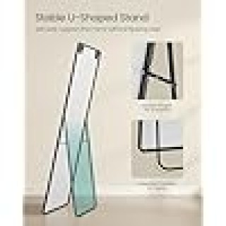 SONGMICS Καθρέφτης Δαπέδου 160x50 cm με Μαύρο Αλουμινένιο Πλαίσιο 1...