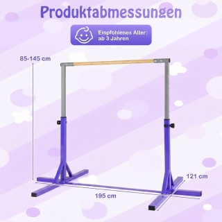 Costway Ρυθμιζόμενη Οριζόντια Μπάρα Γυμναστικής με 12 Επίπεδα Ύψους...