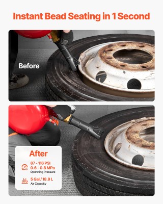 VEVOR Εργαλείο Τοποθέτησης Ελαστικών 5 Gal, 87-116 PSI, για Αυτοκίν...