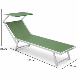 BAKAJI Πράσινη Αλουμινένια Ξαπλώστρα Παραλίας με Ρυθμιζόμενη Πλάτη ...