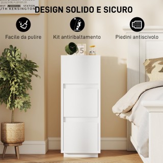 HOMCOM Σετ 2 Κομοδίνων με 2 Συρτάρια και Ανοιχτό Ράφι Μοντέρνου Σχε...