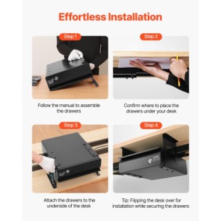 VEVOR Κλειδωμένο Συρτάρι Γραφείου 33 εκ. Οργανωτής Συρόμενο για το ...