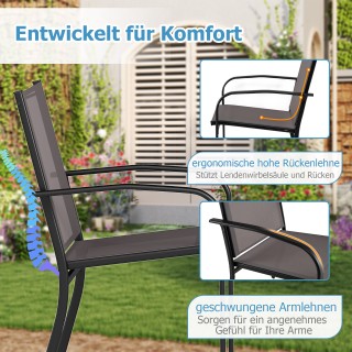 Costway  Σετ Εξωτερικών Καρεκλών Τραπεζαρίας με 4 Στοιβαζόμενες Καρ...