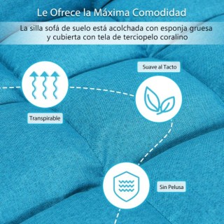 Costway Ξαπλώστρα Δαπέδου με Πλάτη από Κοραλλένιο Βελούδο, Τυρκουάζ... Costway Ξαπλώστρα Δαπέδου με Πλάτη από Κοραλλένιο Βελούδο, Τυρκουάζ...