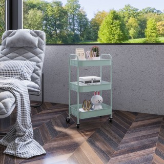 HOMCOM  Τρόλεϊ Κουζίνας 3 Επιπέδων με Λαβές και 4 Ρόδες, από Ατσάλι...