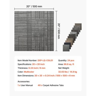 VEVOR Πλακάκια Χαλιού Επαναχρησιμοποιούμενα 508 x 508 mm, Σετ 24 Τε... VEVOR Πλακάκια Χαλιού Επαναχρησιμοποιούμενα 508 x 508 mm, Σετ 24 Τε...