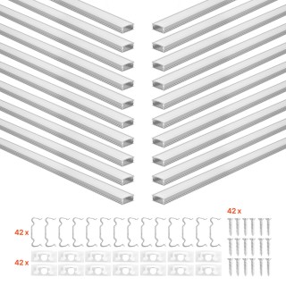 VEVOR Σετ 20 U-σχήμα καναλιών αλουμινίου LED 1M με γαλακτώδες κάλυμ...