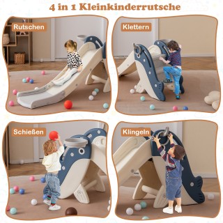 Costway Παιδική Τσουλήθρα με Μπασκέτα και Στόχο Ρίψης, Αναδιπλούμεν...