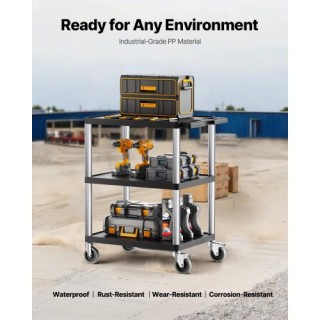 VEVOR Τρόλεϊ Υπηρεσίας 3 Ραφιών 300 lbs με Ρόδες DXSLSYTCXH3CZ9K39V0