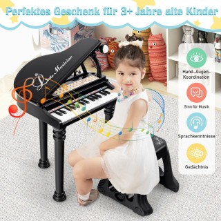 Costway Παιδικό Πιάνο με 31 Πλήκτρα & Σκαμπό, Φορητό Παιχνιδόπιανο ...