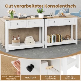 Costway Στενή λευκή κονσόλα εισόδου με 2 συρτάρια και ράφι, 81,5 x ...