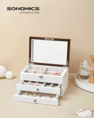SONGMICS Ξύλινη Μπιζουτιέρα - Κοσμηματοθήκη 3 Επιπέδων με Κλειδαριά... SONGMICS Ξύλινη Μπιζουτιέρα - Κοσμηματοθήκη 3 Επιπέδων με Κλειδαριά...