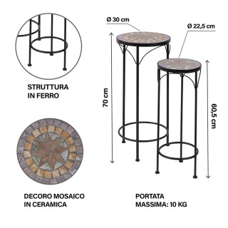 Galileo Σετ 2 βάσεις για φυτά εξωτερικού χώρου από σίδερο, διακόσμη...