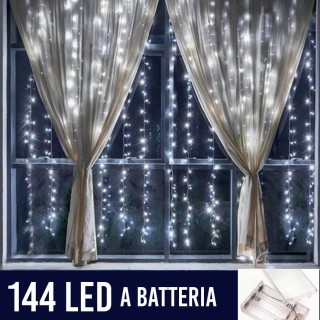 BAKAJI Σετ 2 Κουρτίνες Φωτάκια LED για Παράθυρα 144 LED 120cm Ψυχρό...