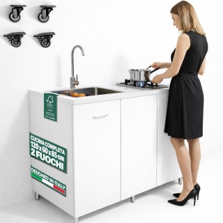 Shally Dogan Πλήρης Κουζίνα Λευκή με Εστία 2 Καυστήρων και Νεροχύτη...