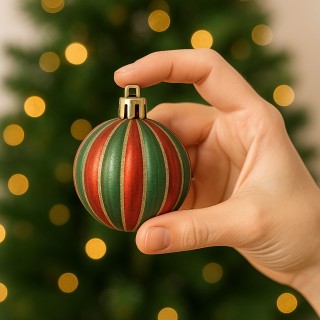 BAKAJI Σετ 24 Χριστουγεννιάτικες Μπάλες για Δέντρο, Κόκκινες και Πρ...