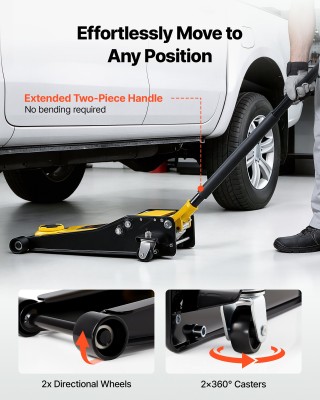 VEVOR Χαμηλού Προφίλ Υδραυλικός Γρύλος Δαπέδου 3 Τόνων από Ατσάλι μ...