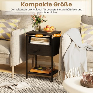 Costway Βοηθητικό Τραπεζάκι με Βιομηχανικό Στυλ και Σταθμό Φόρτισης...