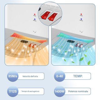 BAKAJI Αυτόματη Ηλεκτρική Πετσετοθήκη Τοίχου Μπάνιου 1400W με Κρύο ...