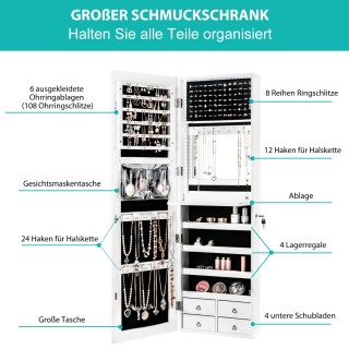 Costway Λευκή Ντουλάπα Κοσμημάτων με LED Φωτισμό και Ολόσωμο Καθρέφ... Costway Λευκή Ντουλάπα Κοσμημάτων με LED Φωτισμό και Ολόσωμο Καθρέφ...