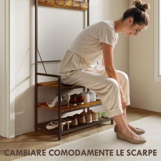 HOMCOM Καλόγερος Εισόδου με Ράβδο, 10 Γάντζους, Πάγκο και Παπουτσοθ...