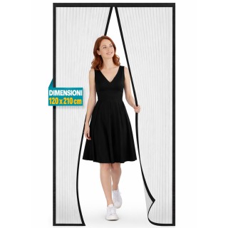 BAKAJI Μαγνητική Σήτα Πόρτας 120x210cm Μαύρη Ριγέ για Προστασία από...