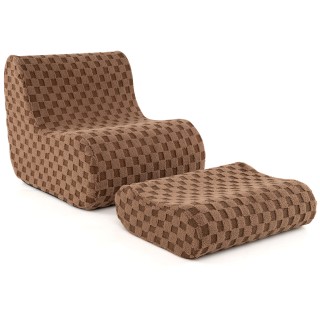 Costway Καρέκλα Δαπέδου με Υποπόδιο από Λαστιχένιο Σφουγγάρι & Κάλυ...