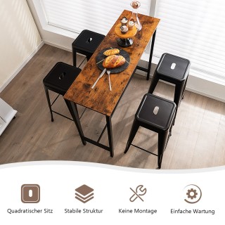 Costway Σετ 4 Μαύρα Μεταλλικά Σκαμπό Μπαρ με Υποπόδιο JV10797BK-4