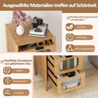 Costway Στυλάτη Κομμότα από Μπαμπού με 4 Συρτάρια και Γυάλινες Προσ... Costway Στυλάτη Κομμότα από Μπαμπού με 4 Συρτάρια και Γυάλινες Προσ...