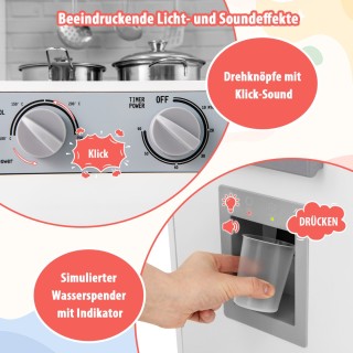 Costway Ξύλινη Παιδική Κουζίνα με Νεροχύτη & Βρύση για Παιδιά από 3...