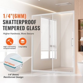 VEVOR  Ημι-πλαισιωτή Πόρτα Ντουζ 57.7-59x70 Σκληρυμένο Γυαλί 1/4 Χρ...