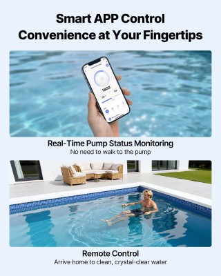 VEVOR Αντλία Πισίνας Μεταβλητής Ταχύτητας 1350W AC 220-240V 30,000 ...