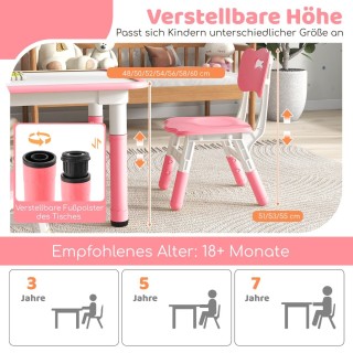 Costway Σετ Παιδικού Τραπεζιού και 4 Καρεκλών με Ρυθμιζόμενο Ύψος κ...