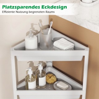 Costway Σετ 2 Αυτοστηριζόμενα Γωνιακά Ράφια Μπάνιου με Αποσπώμενο Σ...