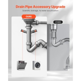 VEVOR  Νεροχύτης Κουζίνας 50εκ Ανοξείδωτος Υποκαθήμενος Μονός  QRSS...