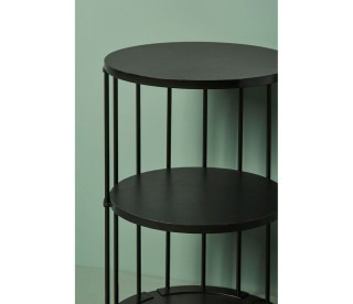 Ostaria Στρογγυλό Τραπέζι 3 Επιπέδων Μέταλλο Και Ξύλο Μαύρο 34x34x5...