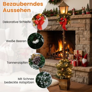 Costway 187 εκ Χριστουγεννιάτικο Φανάρι με LED Φώτα & Κλαδιά με Χιο...