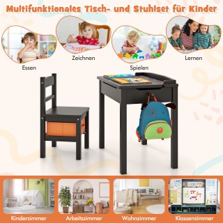 Costway Παιδικό Τραπέζι & Καρέκλα από Μασίφ Ξύλο με Αναδιπλούμενη Ε...