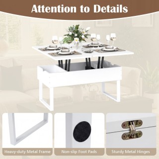 Costway Πολυλειτουργικό Τραπεζάκι Σαλονιού 3 σε 1 με Ρυθμιζόμενο Ύψ...