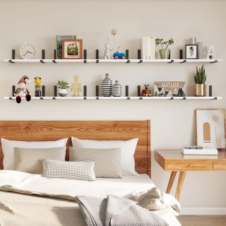 BAKAJI Σετ 10 Λευκά Ξύλινα Ράφια Τοίχου για Εξοικονόμηση Χώρου 40.... BAKAJI Σετ 10 Λευκά Ξύλινα Ράφια Τοίχου για Εξοικονόμηση Χώρου 40....