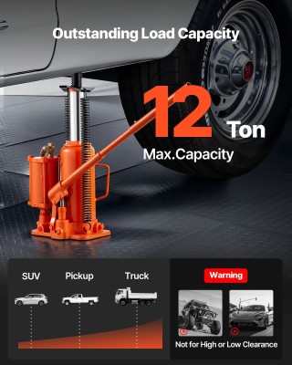 VEVOR Υδραυλικό Μπουκάλι Αέρος 12 Τόνων με Χειροκίνητη Αντλία για Α...
