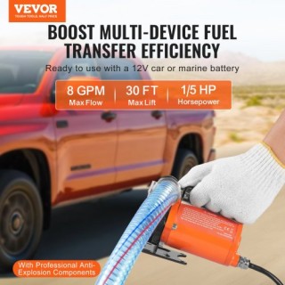 VEVOR  Αντλία Μεταφοράς Καυσίμου 12V 8 GPM 1/5 HP με Αυτόματο Ακροφ...