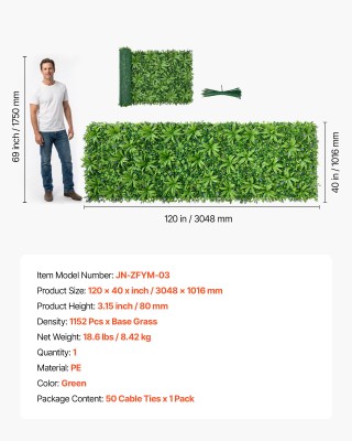 VEVOR Τεχνητό Τοίχος Φυτών 101.6 x 304.8 cm | Πάνελ Κουτιού Ξύλου |...
