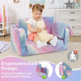 Costway Παιδικός Καναπές-Κρεβάτι με Κουβέρτα, Φωσφορίζων Flanell Υλ...