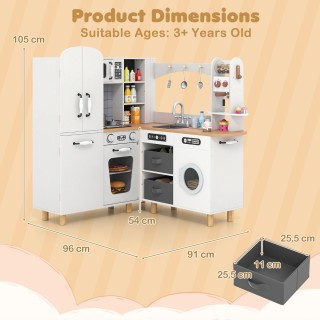 Costway Παιδική Γωνιακή Ξύλινη Κουζίνα 96×91×105 εκ. με Φώτα και Ήχ... Costway Παιδική Γωνιακή Ξύλινη Κουζίνα 96×91×105 εκ. με Φώτα και Ήχ...