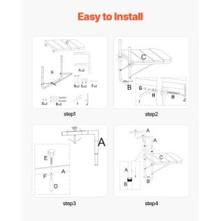VEVOR Μπαλκόνι Τραπέζι Κρεμαστό Ρυθμιζόμενο 25 x 24 in FXGZSM25INCH...