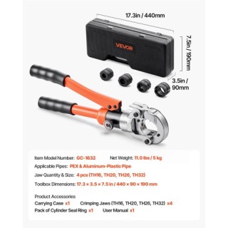 VEVOR Υδραυλικός Εργαλείο Συμπίεσης Σωλήνων, Πρέσα Φιτινγκς PEX & Α... VEVOR Υδραυλικός Εργαλείο Συμπίεσης Σωλήνων, Πρέσα Φιτινγκς PEX & Α...